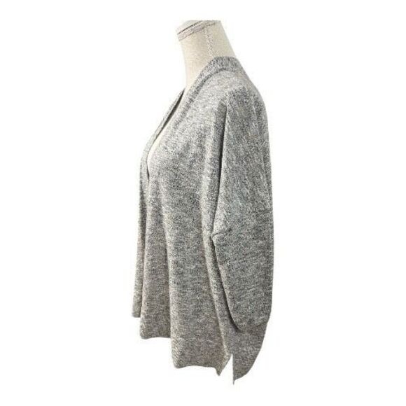 Loft Petites Women Grey Sparkle Cardigan Size M Petite Open Front 3/4-Sleeve - Picture 3 of 12